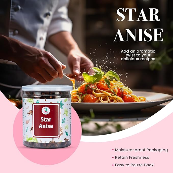 Star Anise Whole 4 oz, Perfect for Baking and Tea, Premium Dried Star Anise Pods, Aromatic, Fresh, Natural Spices, By Yogi's Giftยฎ