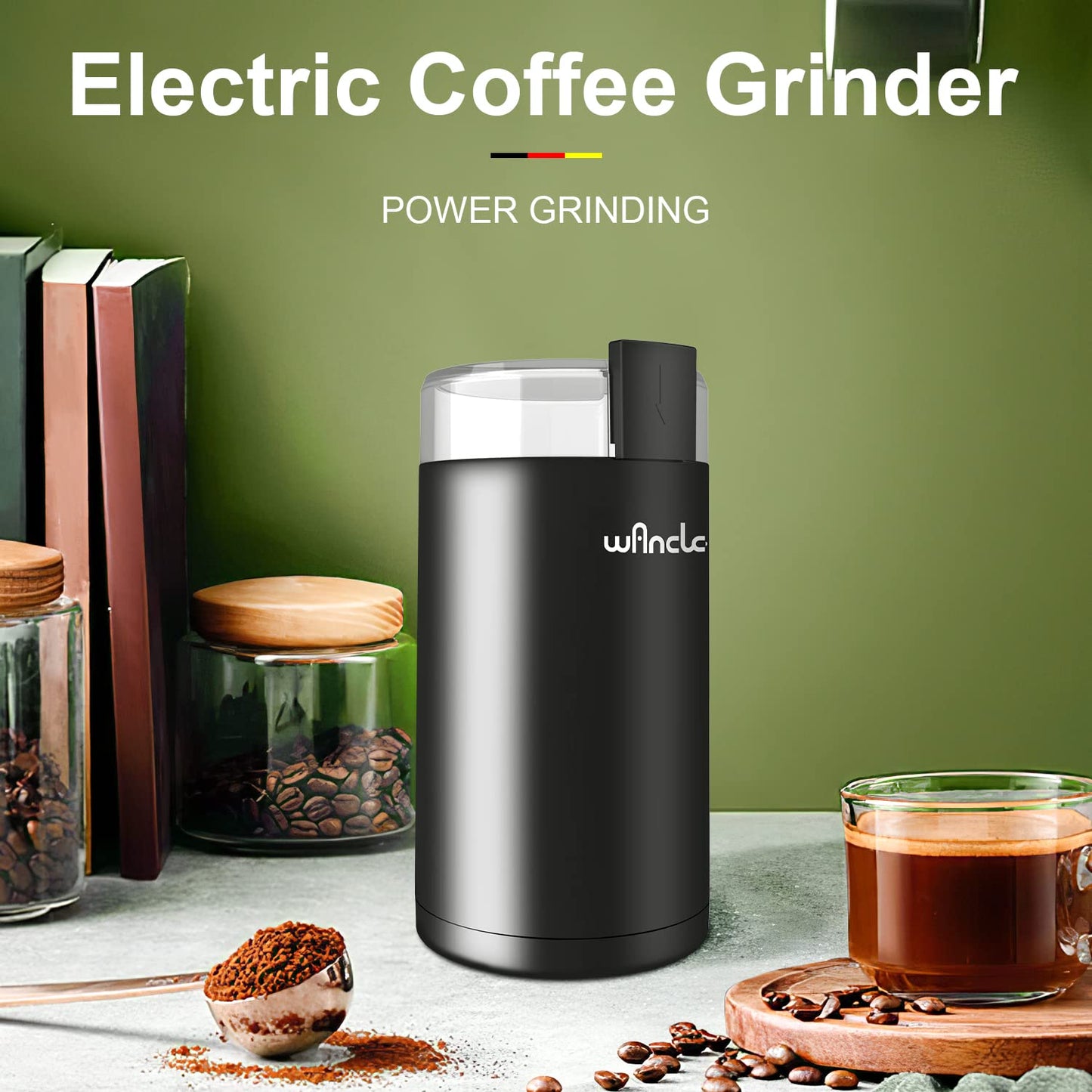 Wancle Electric Coffee Grinder, Spice Grinder, One Touch Coffee Mill for Beans, Spices and More