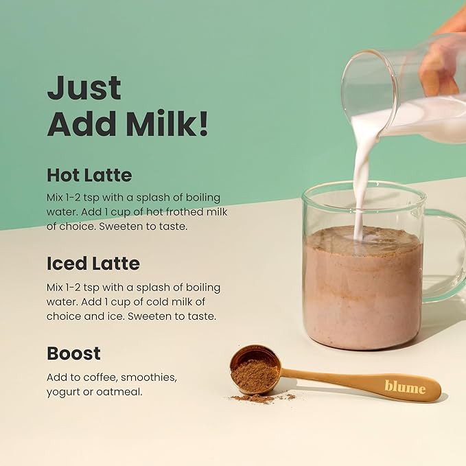 Blume Peppermint Cacao Blend - Superfoods latte with Brain Boosting Adaptogen Organic Cacao - Keto Friendly & Vegan Hot Chocolate - 30 Servings