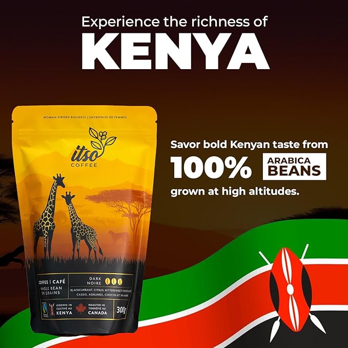 Dark Roast Whole Bean Coffee ??Bold & Smooth Arabica for Espresso & Cold Brew ??Fresh Roasted Specialty Coffee, Single Origin 250g Bag ??Premium Kenyan AA Beans