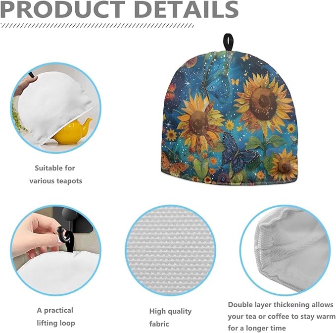 Insulating Tea Pot Cozies for Teapots Dust Proof Aesthetic Reusable Tea Pot Cover Warmth Keep Tea Kettle Protector Easy Storage