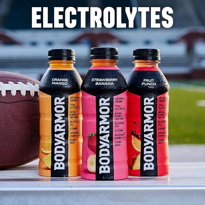 BODYARMOR Sports Drink Variety Pack, Coconut Water Hydration, Natural Flavors w Vitamins, Potassium Packed Electrolytes For Athletes, Strawberry Banana, Blue Raspberry, Orange Mango, 12 Oz - 24 pack