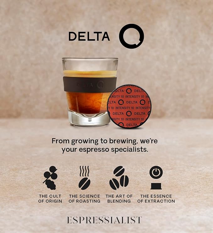 Delta Q Espresso Pods for Delta Q machines, Qalidus - Intensity 10, Notes of Caramel, XL Pack - 80 Coffee Capsules