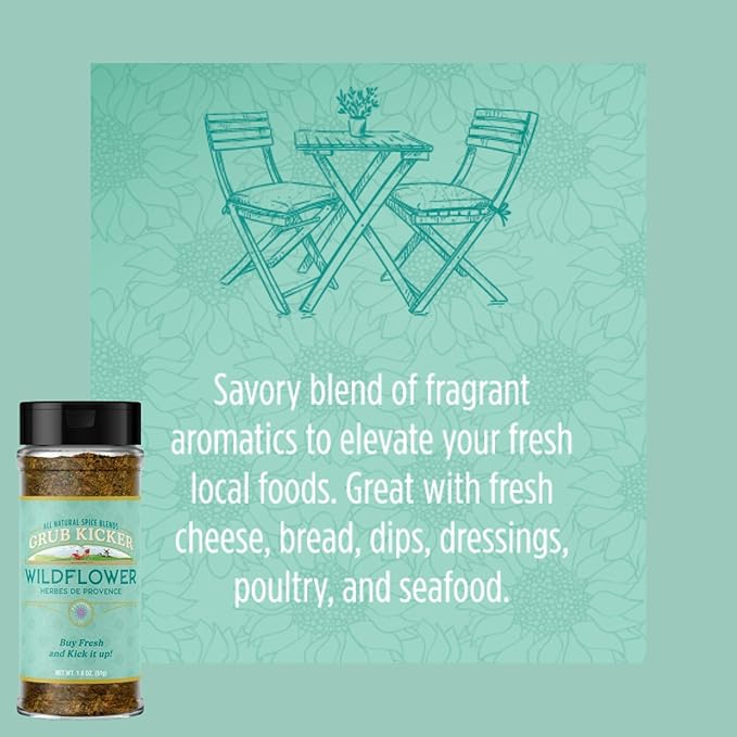Grub Kicker Herbs de Provence Seasoning Blend - 1.8 oz. - Premium French Herb Mix with Oregano, Sumac, Garlic, Rosemary & Specialty Spices - Unique Premium Blend of Provincial Herbes & Spices