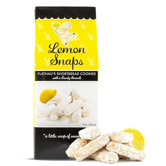 Flathau?셲 Fine Foods, Gourmet Shortbread Cookies, Handcrafted All Natural Artisan Bites, Southern-Baked Sweet Snaps with a Buttery Finish (Lemon Snaps, 8oz)