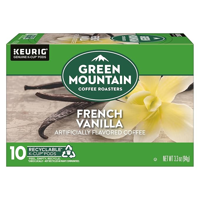 Green Mountain Coffee Roasters French Vanilla Keurig Single-Serve K-Cup pods, Light Roast Coffee, 60 Count (6 Packs of 10)