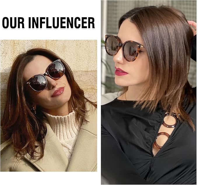 DUCO Oversized Polarized Sunglasses Womens Trendy Mirrored Shades Retro Round Vintage Light Weight UV400 Sun Glasses W016