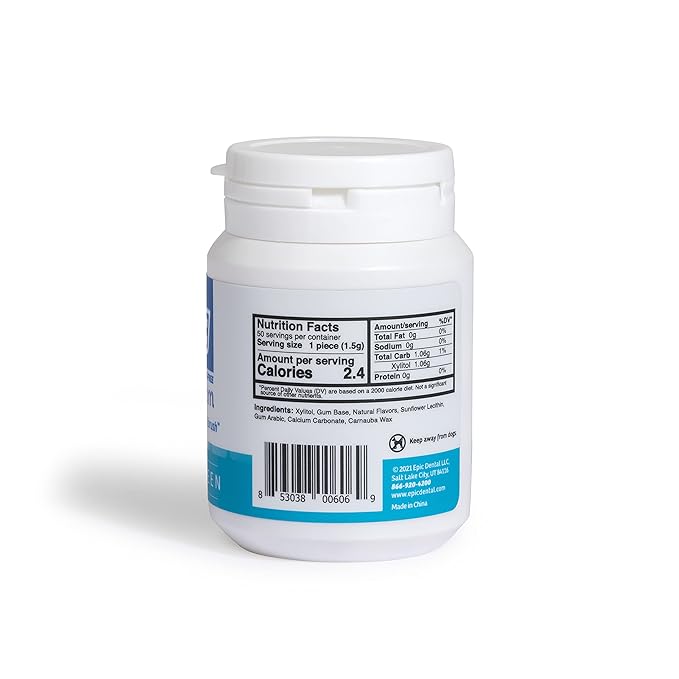 Epic 100% Xylitol Wintergreen Chewing Gum - Sugar Free, Aspartame Free Dental Gum - Supports Oral Health & Fresh Breath - 50 Pieces (Pack of 3)