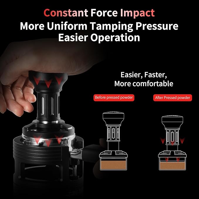MHW-3BOMBER Espresso Tamper, 58mm-Spring-Loaded Coffee Tamper with Sound Feedback, Barista 58mm Tamper for Breville, Tamper for Espresso Machine, Flat Base YU Series, T6162F-OS