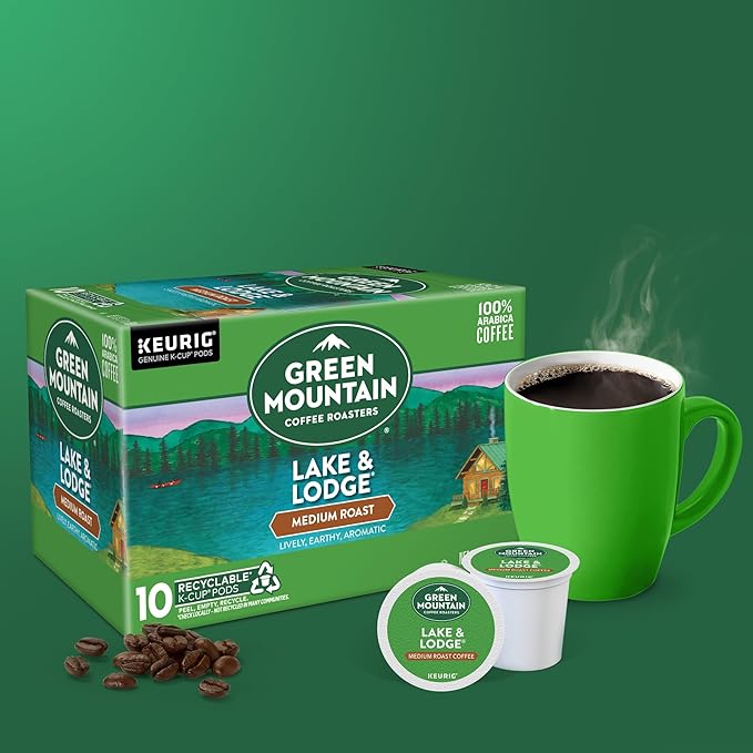 Green Mountain Coffee Roasters Lake and Lodge Blend Keurig Single-Serve K-Cup pods, Dark Roast Coffee, 60 Count (6 Packs of 10)
