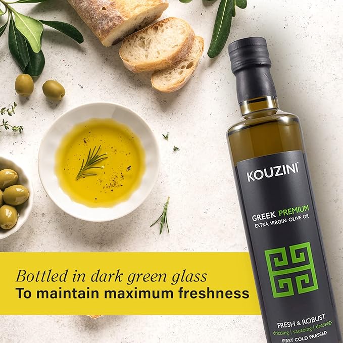 (3 Pack Premium) Kouzini Greek Premium Extra Virgin Olive Oil, Cold Pressed, Single Origin, Rich Flavor & Aroma, 500ml