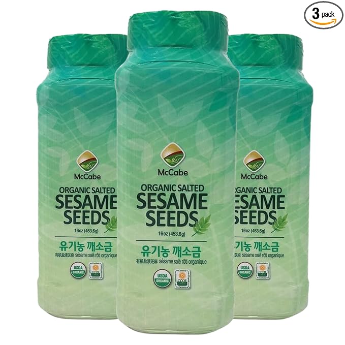 McCabe Organic Salted Sesame, 1 lb (16 oz) (3 Packs), USDA Organic Certified, CCOF Certified Organic, Roasted & Packed in USA