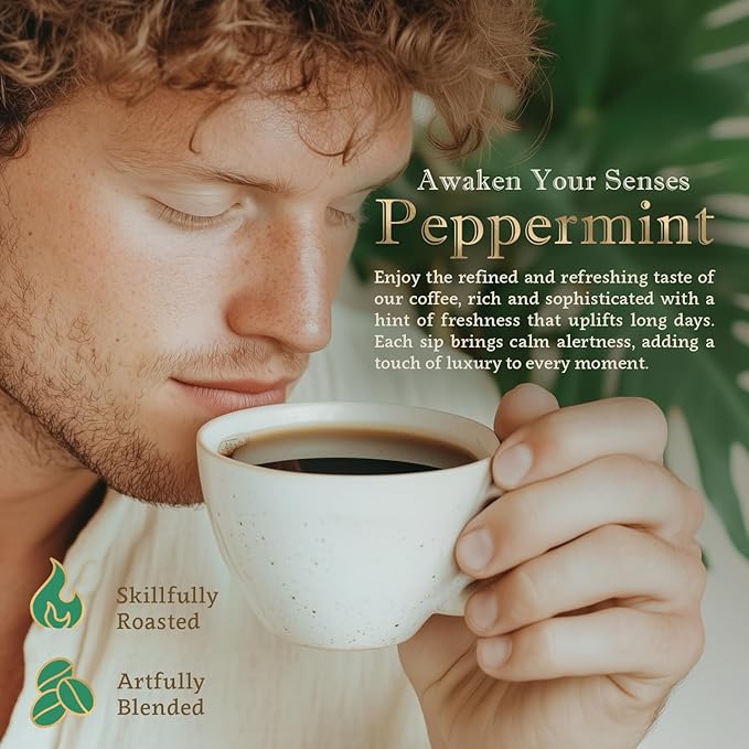 Flavored Ground Coffee ??Peppermint, 100% Arabica, Single Origin, Medium Roast, USDA Organic, Naturally mint Flavored ??by Coffea Flavor