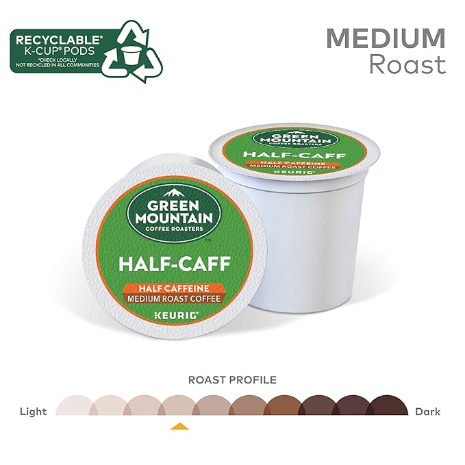 Green Mountain Coffee Roasters Half Caff Coffee, Keurig Single-Serve K-Cup pods, Medium Roast, 96 Count
