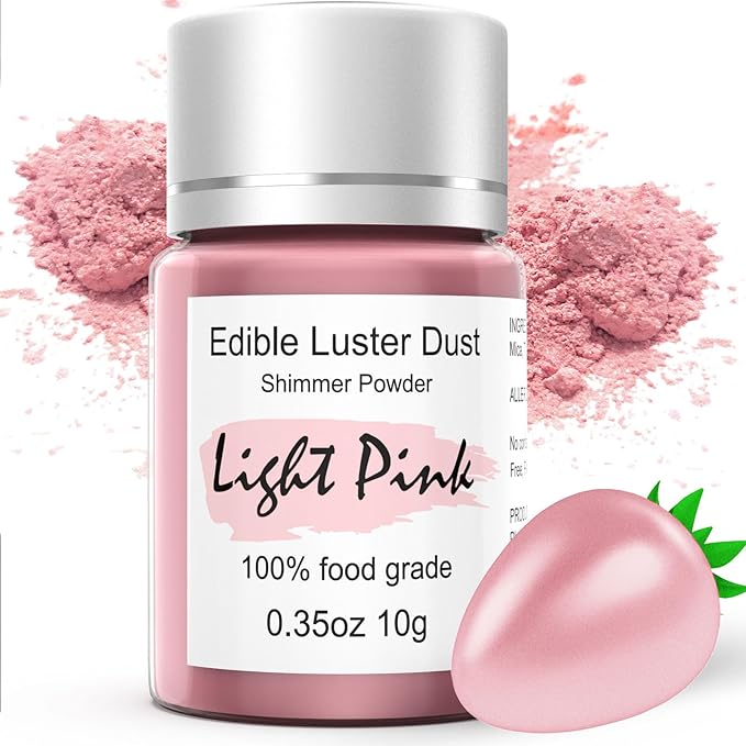 Edible Pink Luster Dust for Cake Decorating ??0.35oz Colaele Gold Shimmering Edible Glitter Dust for Chocolates, Metallic Food Coloring Powder for Edible Glitter for Drinks Cocktails, No Gluten,Vegan
