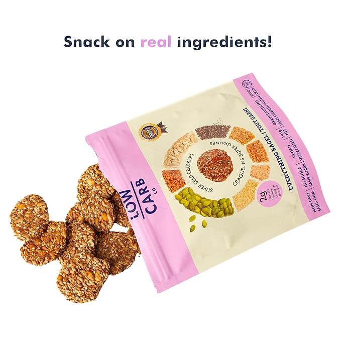 Super Seed Crackers, Gluten Free & Keto Friendly Healthy Snacks, Vegan, Zero Sugar, Paleo & Diabetic Friendly, Nut Free, 20g High Protein, 18g High Fiber, 3.56oz Each, 3-Pack, Everything Bagel