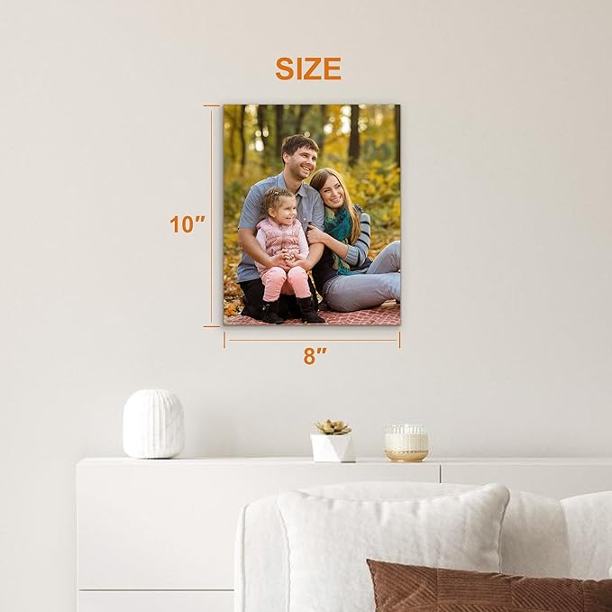 Custom Canvas Prints with Your Photos- Personalized Print Canvas Pictures, Custom Wall Art Gift for Living Room, Bedroom, Wedding Family Baby Pets Framed 8 x 10 inche
