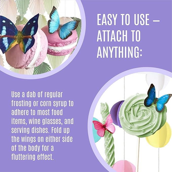 Sugar Robot Edible Butterflies for Cake Decorating - Small Pastel Purple Butterfly Cake Toppers and Cupcake Toppers - Decoration Made in the USA - Premium Crafted (Purple)