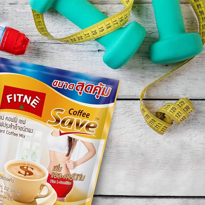 FITNE Instant 3 In 1 Coffee Packets Mix With L-Carnitine For Workout Exercise Vitamin B1 B2 B6 Smooth Blend No Sugar Sucralose Sweetener, 18 Sticks