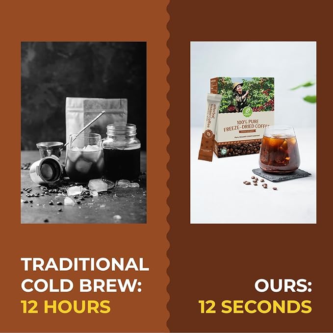 eHerbal Vegan Calming Instant Coffee Powder, plant base freezed dried Cold Brew 20 Packs | Smooth & Bold Vietnamese Robusta Coffee | Non-GMO, Vegan, Keto-Friendly, Low Acid (2.5g/stick)