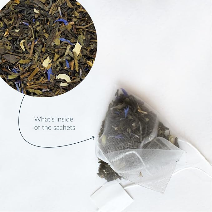 Osmans Green Tea – Premiun Loose Leaf in Sachets, Jasmine & Mint Blend, Refreshing & Relaxing,15 Sachets