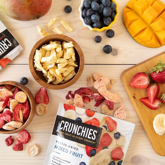 Crunchies Freeze-Dried Fruits, 100% All Natural Crispy Fruit, Non GMO and Kosher, Resealable Freeze Dried Fruit Snack Packs, Pack of 6 (Variety Pack)