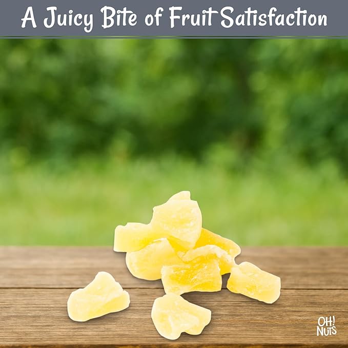 Oh! Nuts Dried Pineapple Chunks - Dried Pineapple - Pineapple Dried Fruit - 1 lb - Dehydrated Fruit with Less Sugar Added