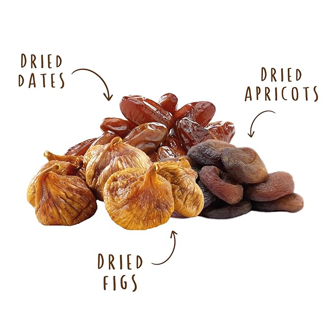 Organic Dried Fruit Mix (Dates, Apricots, Figs) - Vegan, Kosher, Gluten Free, No Added Sugar - Healthy Natural Snacks - 8oz (2-pack)