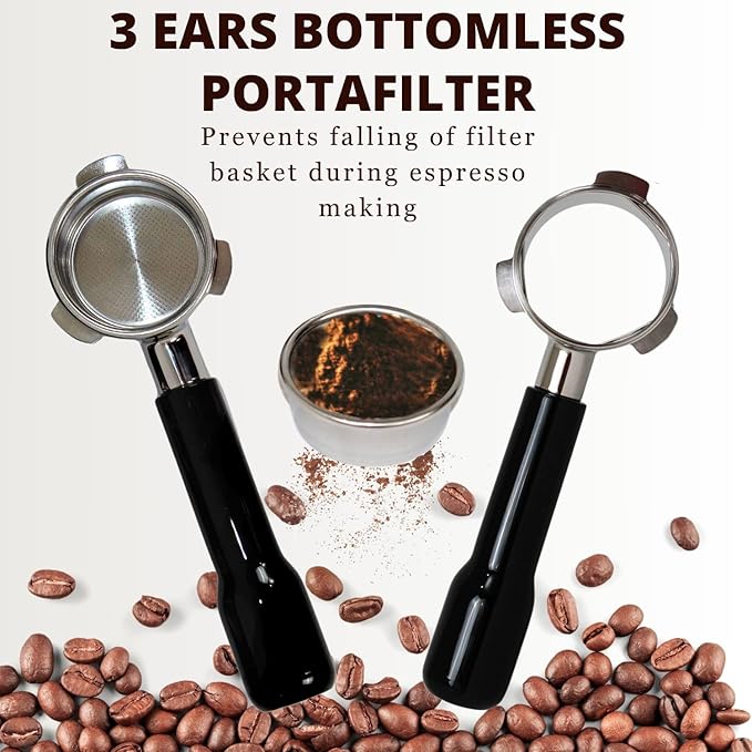 Espresso Portafilter 54mm Bottomless - Compatible with Breville Duo-temp, Infuser, Bambino, Barista Express, Barista Touch, and Barista Pro Espresso - Stainless Steel Filter Basked Included