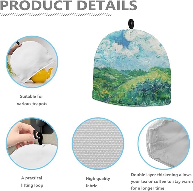 Generic Hudotybom Wheat Field Tea Cozy for Teapot Insulated Large Teapot Cover to Keep Warm Tea Kettle Cover Machine Washable Coffee Pot Cloth Covers Kitchen Home Decorations, CZA49