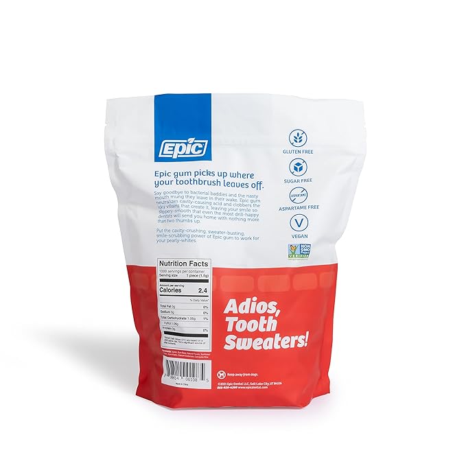 Epic 100% Xylitol Cinnamon Chewing Gum - Sugar Free, Aspartame Free Dental Gum - Supports Oral Health & Fresh Breath - 1000 Pieces