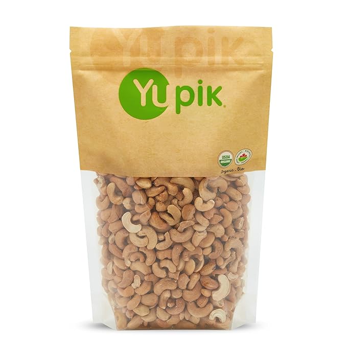 Yupik Organic Dry Roasted Cashews, 2.2 lb (35.2 oz), Kosher, Gluten-Free, Non-GMO, Vegan, Crunchy Nuts, Unsalted, Lightly Roasted, Oil-Free, Source of Protein & Iron, Nutritious, Healthy Snacks
