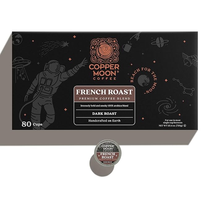 Copper Moon Single Serve Coffee Pods for Keurig K-Cup Brewers, Dark Roast, French Roast Blend, 80 Count