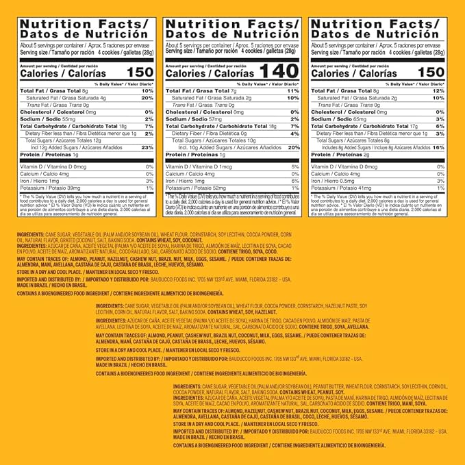 Bauducco Wafer Cookies Tropical Nut Fusion Bundle - Coconut, Hazelnut, and Peanut Butter, 5.0 oz each flavor (Pack of 3)