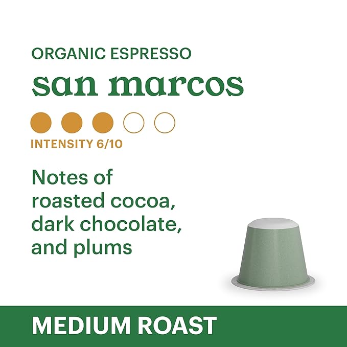 G GRANA Coffee Pods, Compatible with Nespresso OriginalLine, 20 Pack, Medium Roast, USDA Organic 100% Arabica Single Source Specialty-Coffee, Compostable Single Serve Capsules, San Marcos