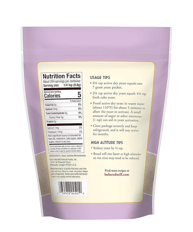 Bob's Red Mill Active Dry Yeast 8 Ounce (Pack of 4)