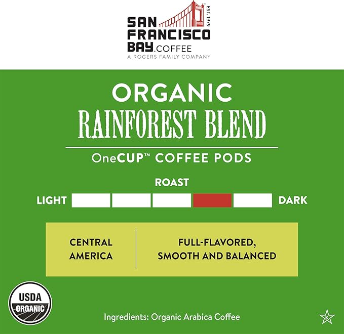 San Francisco Bay Compostable Coffee Pods - Organic Rainforest Blend (80 Ct) K Cup Compatible including Keurig 2.0, Medium Dark Roast
