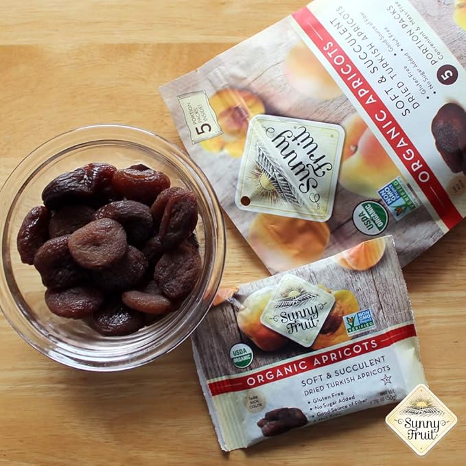 Sunny Fruit Organic Dried Fruit Assortment - Prunes, Figs & Apricots Variety, 3 Bags (15 Individual Portion Packs) | No Preservatives, No Sugar Added | ORGANIC, NON-GMO, VEGAN, HALAL, KOSHER
