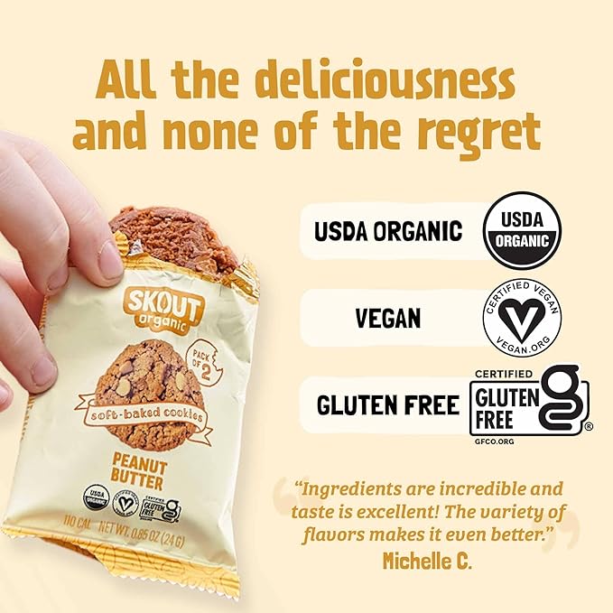 Skout Organic Soft Baked Cookie Variety Pack (3 Pack) | Soft Baked Cookies | Plant-Based | Vegan | Gluten, Dairy, & Soy Free (3 Pack, Variety)