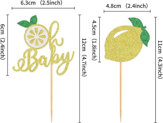 24Pcs Lemon Cupcake Toppers Fruit Theme Lemonade Party Cupcake Picks for Lemon Theme Baby Shower Kids Boys Girls Birthday Party Cake Decorations Supplies