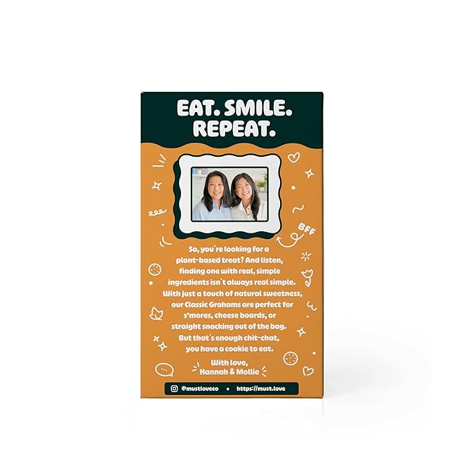 Must Love Classic Graham - No Added Sugar, Sweetened with Dates - Great for Pie Crust, Mini S'more, Cheese Boards - Simple Ingredients, Vegan, Plant-Based - Healthy Snacking for Family, 2 Pack x 5 oz