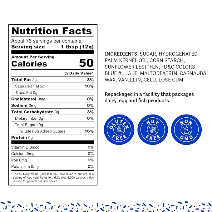Judee's Gluten Free Blue Sprinkles 2 lb - Gluten-Free and Nut-Free - Brighten Up Your Baked Goods - Great for Cookie and Cake Decoration - Use for Baking and as Dessert and Ice Cream Toppings