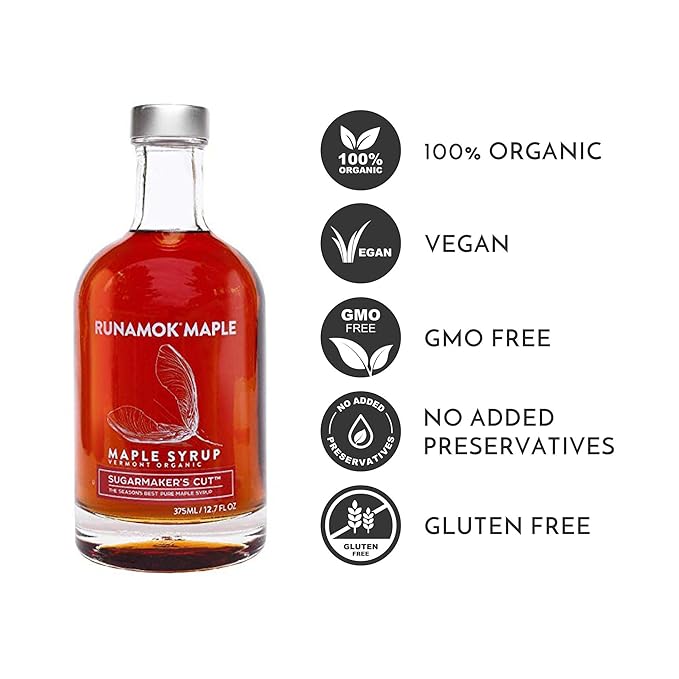 Runamok Maple Syrup Organic Sugarmaker's Cut - Grade A Vermont Maple Syrup, Amber Color, Rich Taste | Pure Maple Syrup & 100% Natural | Classic Breakfast & Pancake Syrup | 25.36 Fl Oz (750mL)