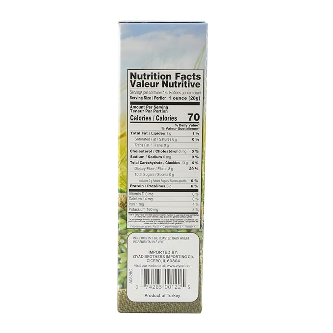 Ziyad Fine Roasted Green Wheat Freekeh, Frikeh, Farik Made from Green Duram Wheat, 28.2 oz