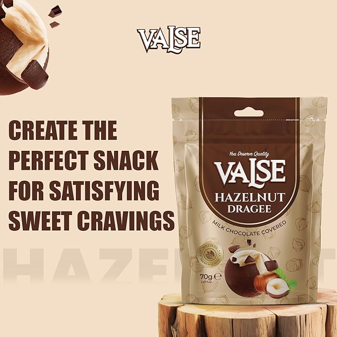 Chocolate Covered Hazelnuts Dragee, Milk Chocolate Covered Freeze Dried Hazelnuts Dragee, 2.47 oz Chocolate Covered Fruit, Chocolate Dipped Hazelnuts Dragee (Mini, Hazelnut)