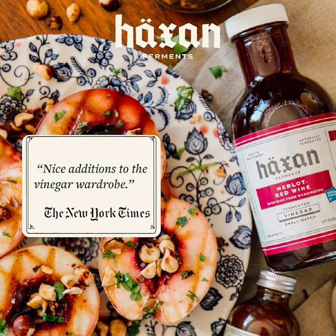Haxan Ferments Blackberry Balsamic Vinegar - 12-Month Aged, Living Unpasteurized Vinegar | Sweet & Tart with 5% Acidity | Perfect for Dressings, Glazes, & Sauces