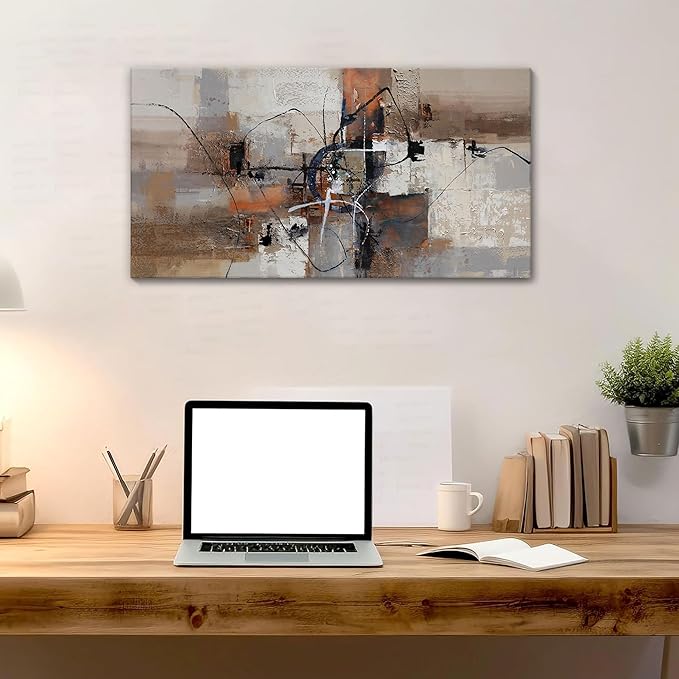 YDYSUNE Abstract Canvas Wall Art, Modern Wall Decor Painting, Brown Room Decorations, Orange Wall Art for Living Room, Bedroom, Office Artwork Wall Decor 20횞40IN