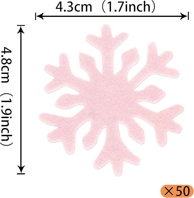 50 PCS Pink Edible Snowflake Cupcake Toppers Edible Snowflakes Cupcake Picks Wafer Paper Frozen Cake Toppers for Christmas Winter Frozen Theme Baby Shower Birthday Party Cake Decorations Supplies