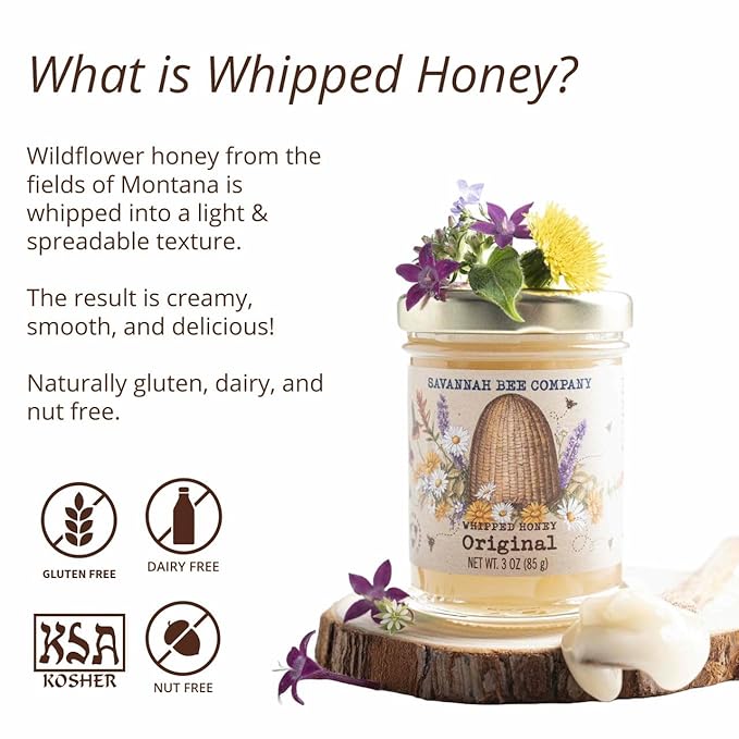 Savannah Bee Company Whipped Honey - All Natural Spreadable Honey