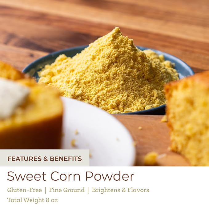 Fresh & Wild | Sweet Corn Powder | Milled Dried Sweet Corn Flour Kernels | Natural Coloring, Flavoring, and Decoration | For Momofuku Milk Bar Corn Cookies | 8 oz | Gourmet, Chef-Inspired Ingredients